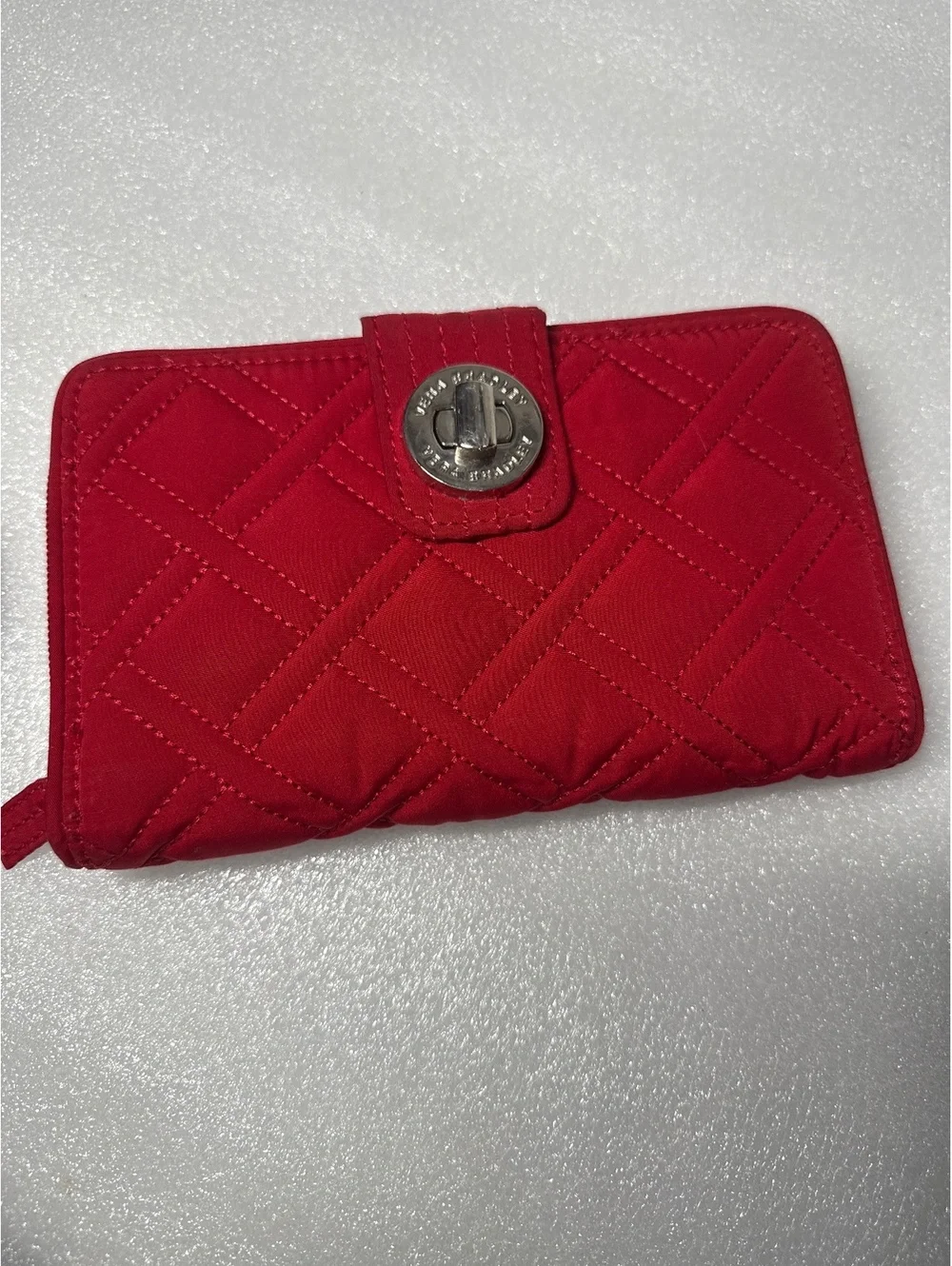 Vera Bradley Red Quilted Turn Lock Zip Around Wallet